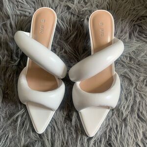 JW PEI White Sculptural Heels with Stiletto